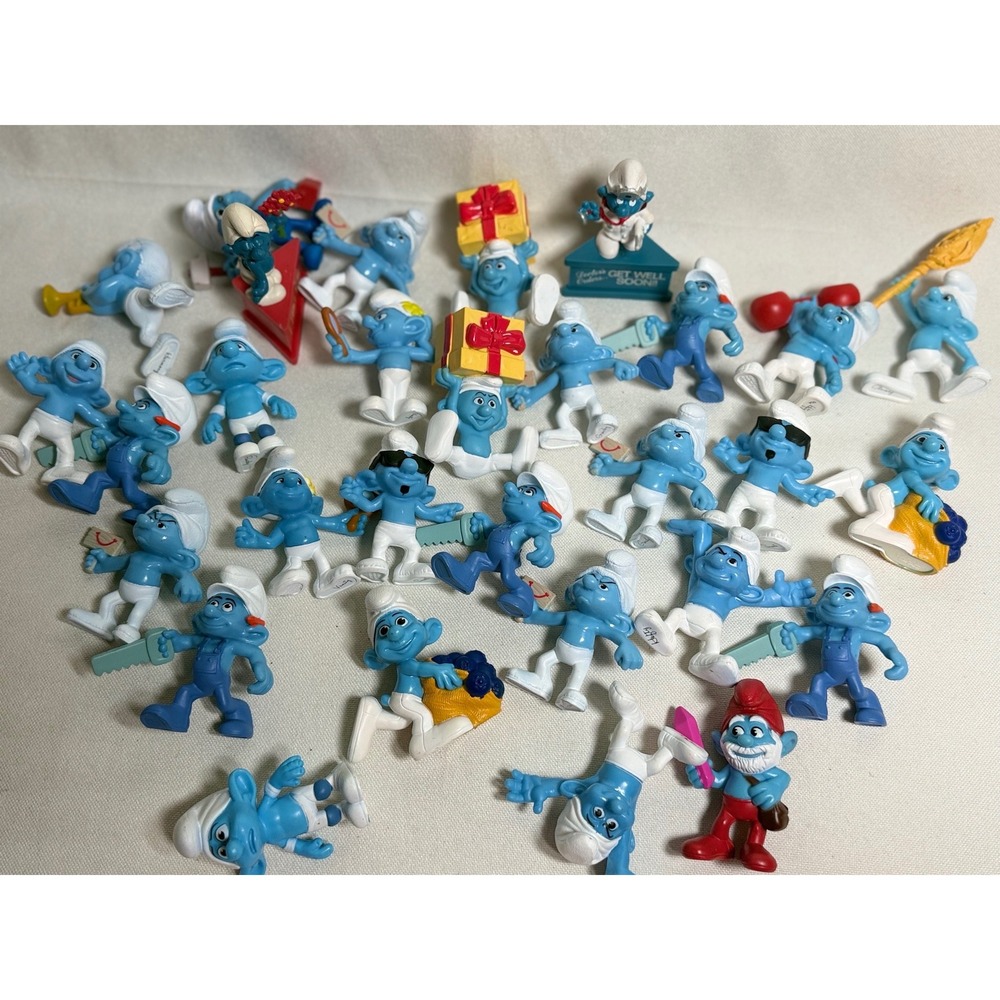 Vintage Smurfs PVC Figure Lot Papa Smurf Smurfette Mixed Collectible Toys - Picture 2 of 11